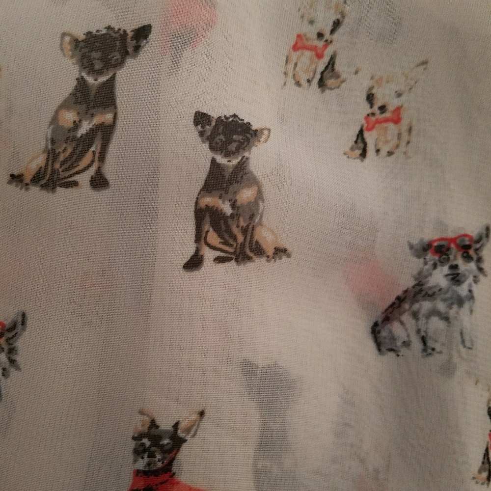 Dog print button down blouse