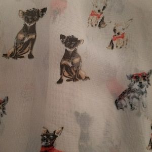 Dog print button down blouse