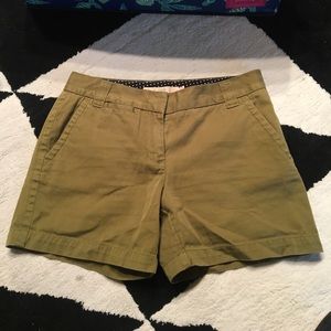 J Crew olive green chino shorts, size 4