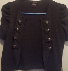 Ruffled short sleeve sweater