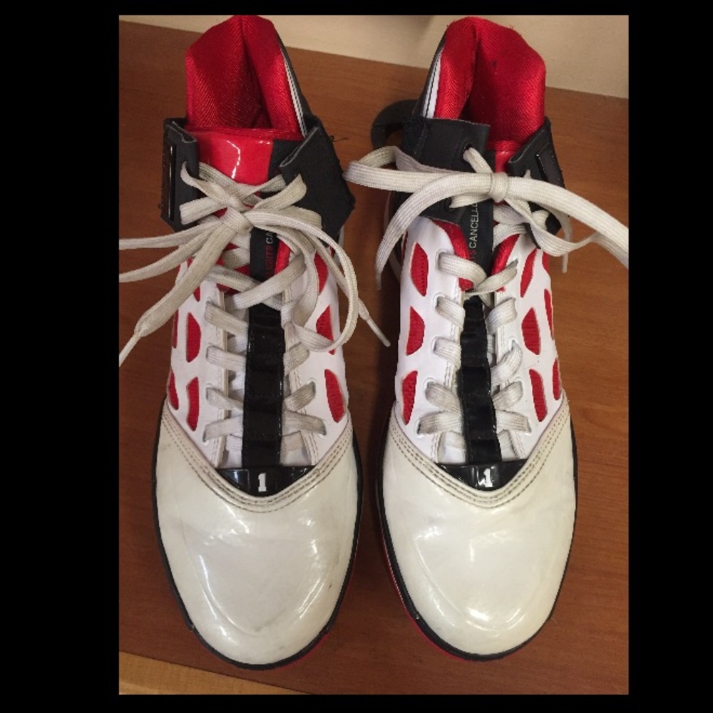 Red, white, and black Adidas Adizero Sneakers