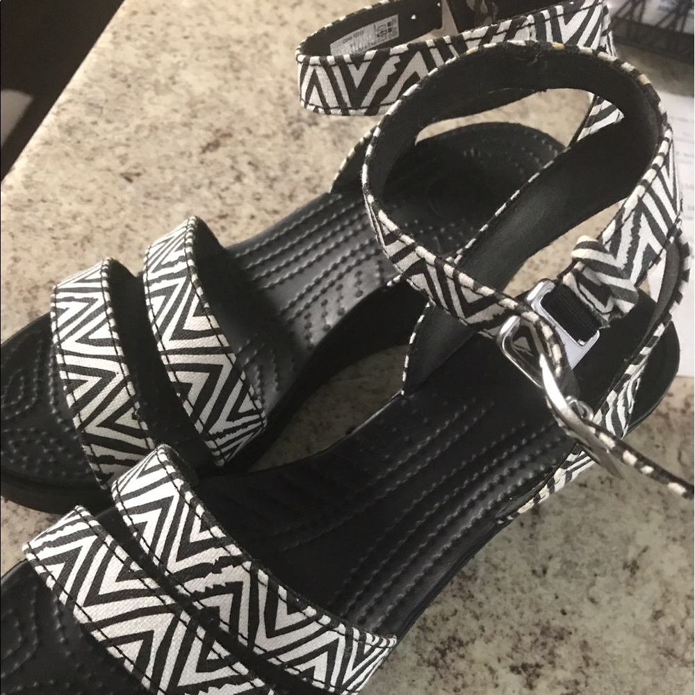 Black and white Croc wedges size 6