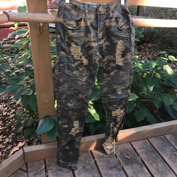 army fatigue distressed jeans