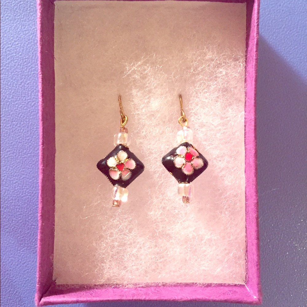 Handmade painted glass earrings