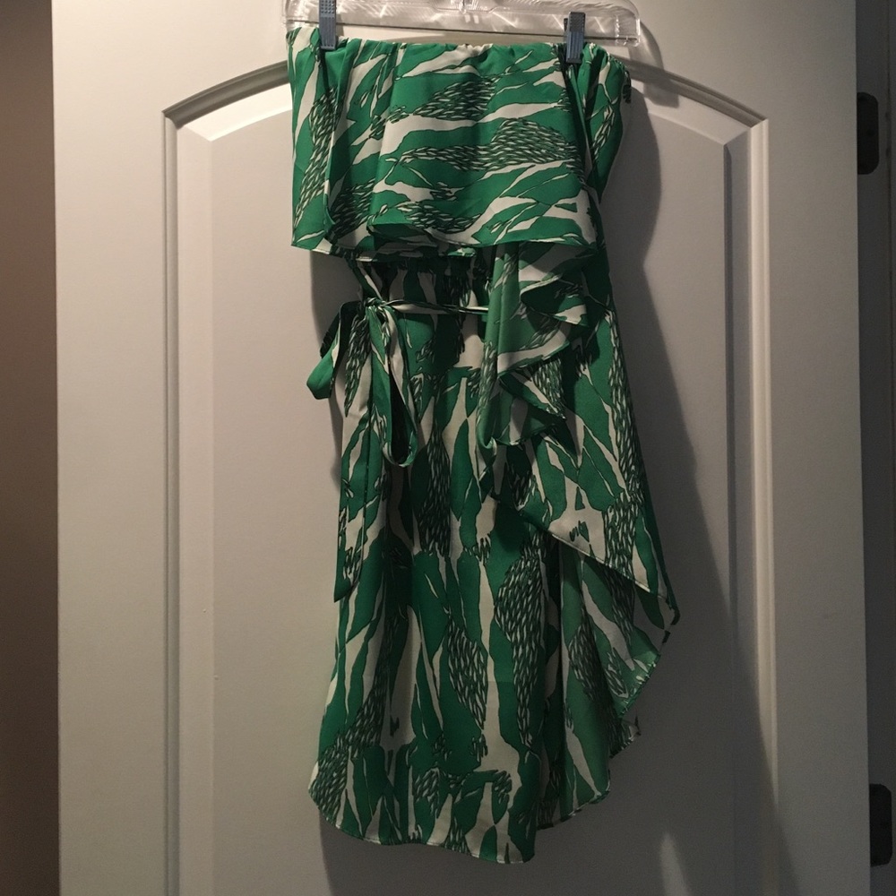 Strapless ruffle top dress