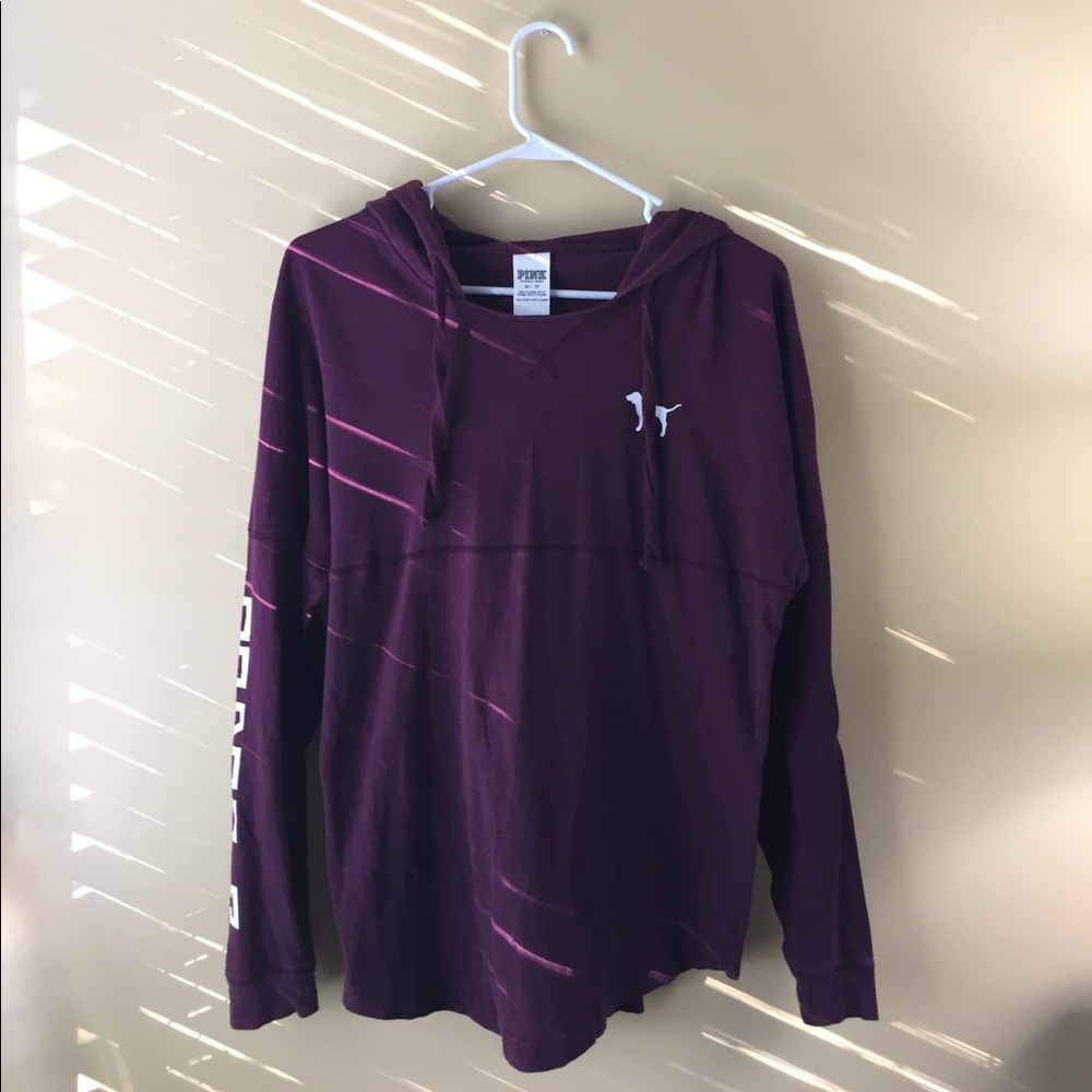 SIZE XS PINK LONG SLEEVE SHIRT WITH HOOD