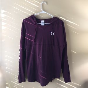 SIZE XS PINK LONG SLEEVE SHIRT WITH HOOD