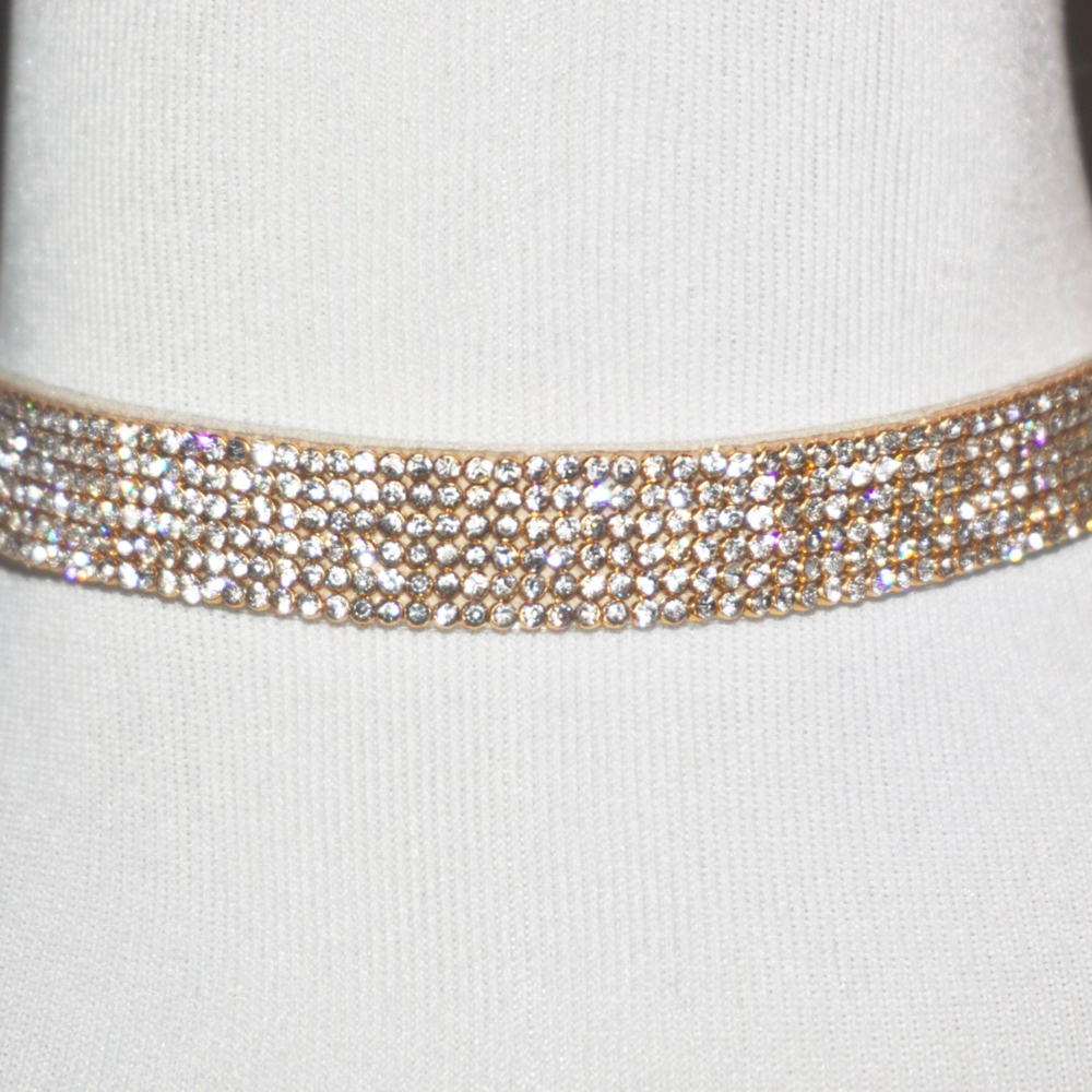 Gold Choker Necklace. Crystal