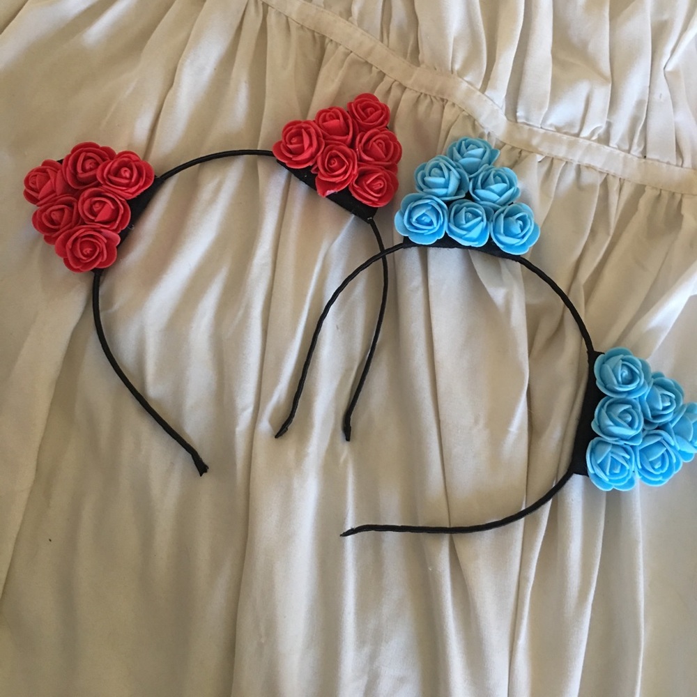 Flower floral kitty cat ears headband