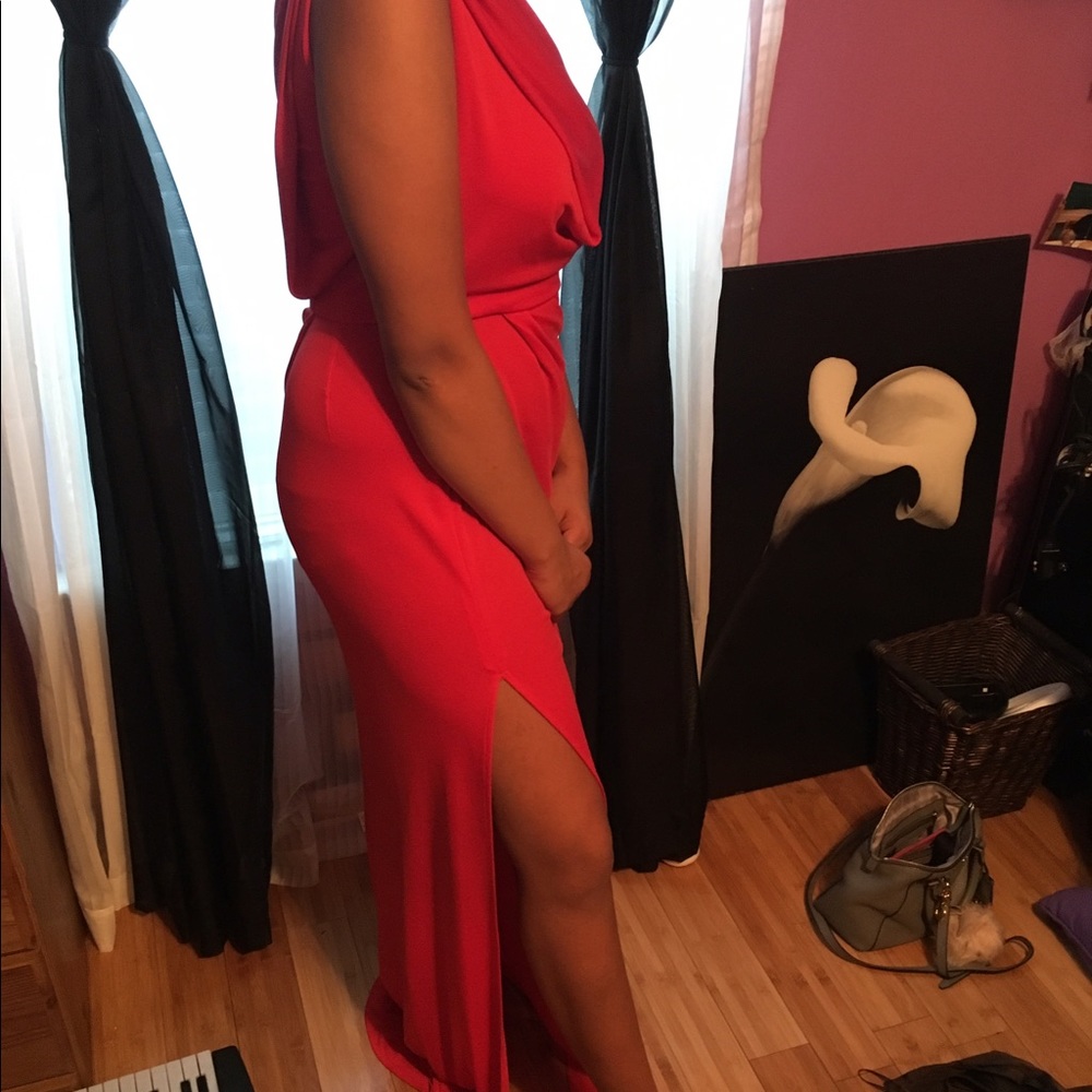 New red formal maxi dress