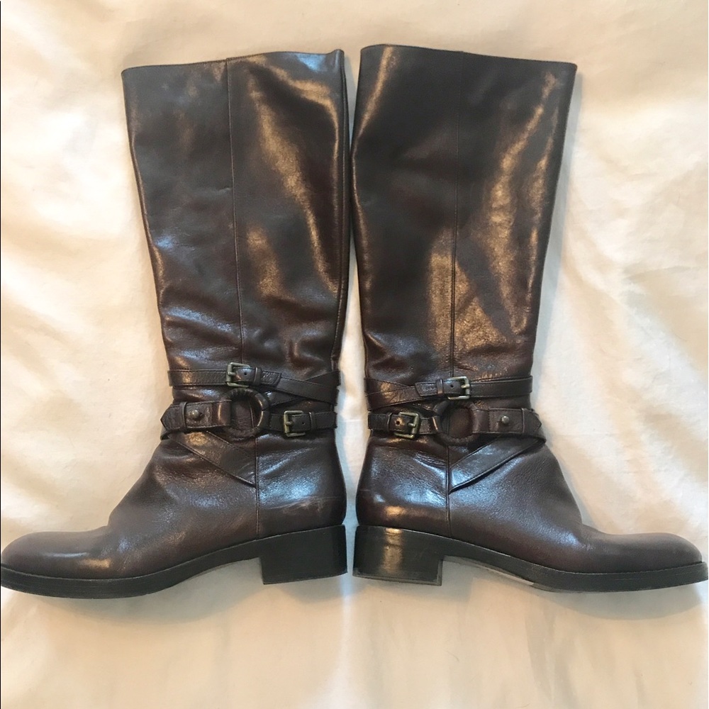 Via Spiga Brown Leather Riding Boots