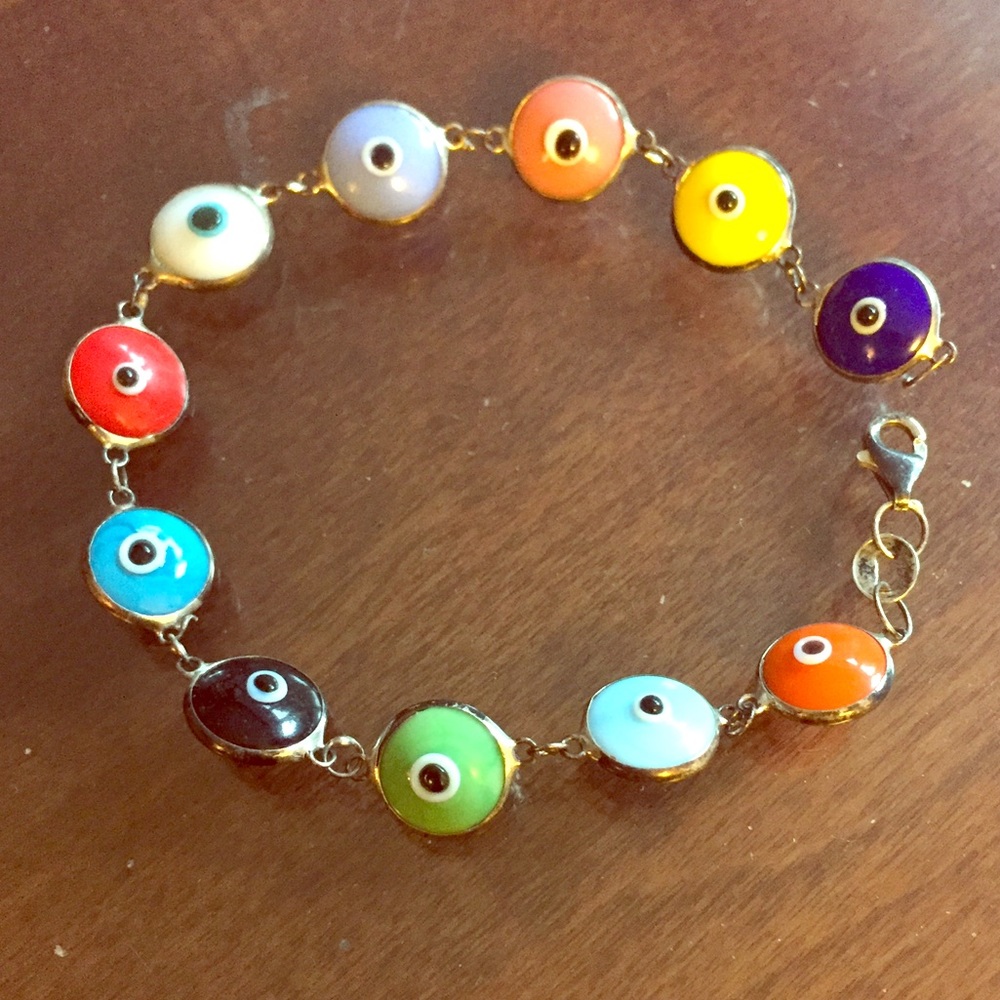 Multicolored evil eye bracelet!