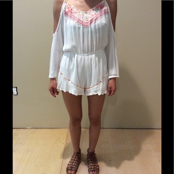 Band of Gypsies Open Shoulder Long Sleeve Romper - Picture 1 of 2