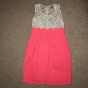 Cream and hot pink dress!