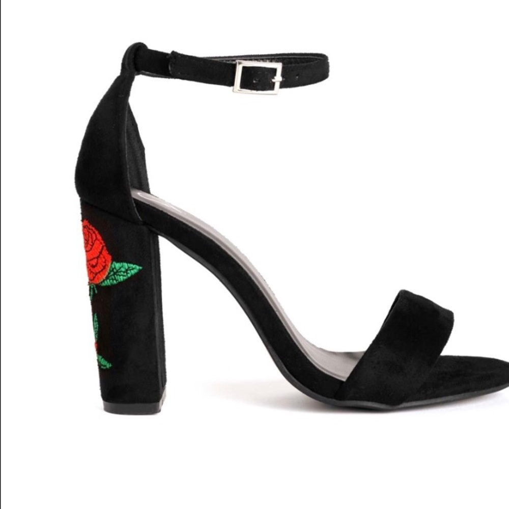 Rose Embroidery Heels