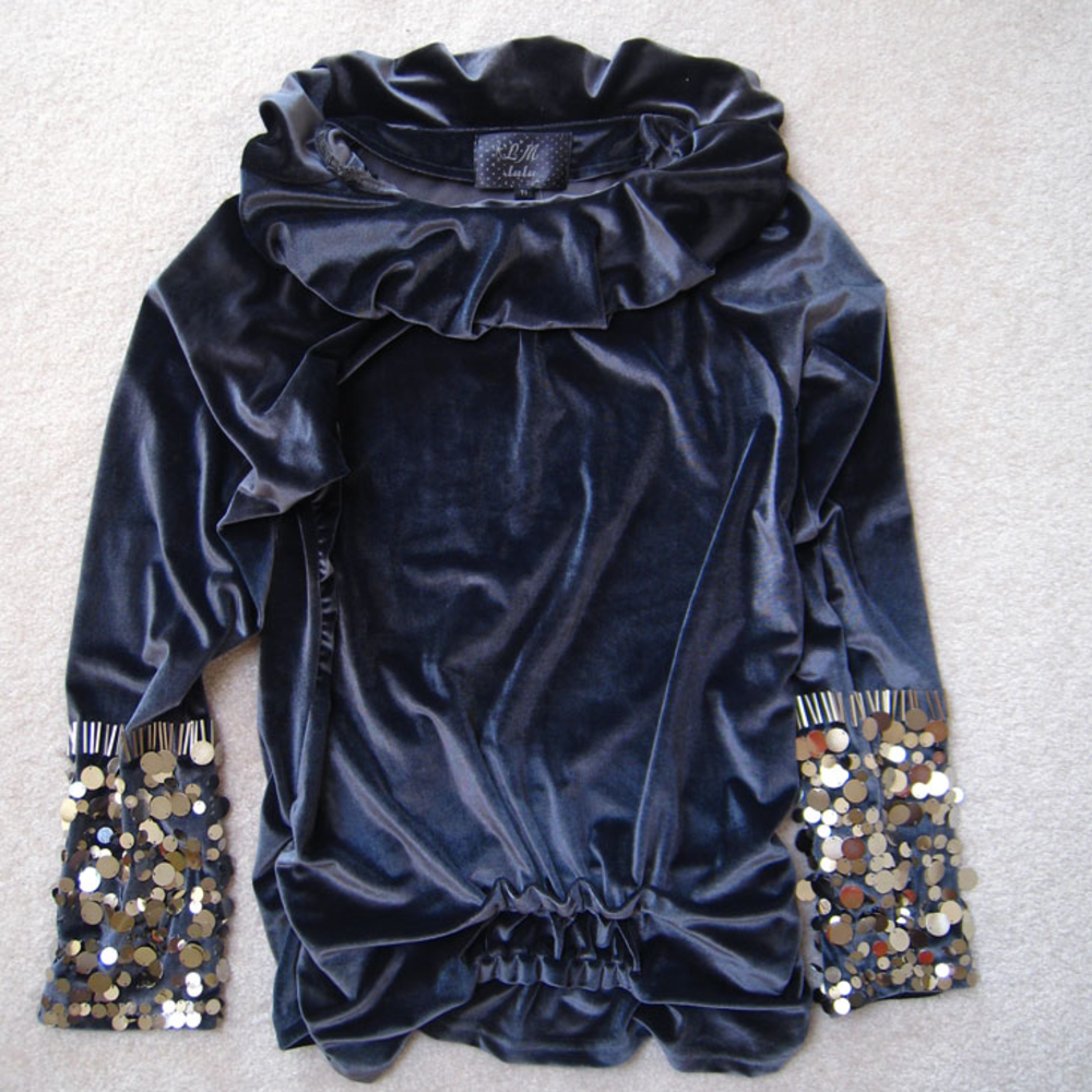 LM Lulu Velour Blouse Top Size S