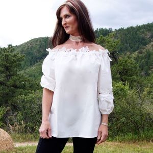Cute White Lace Off the shoulder Designer Top