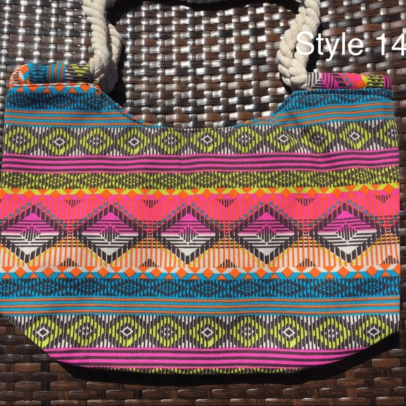 Assorted Large Beach Bags Summer Rope Handle Tote - Picture 5 of 6