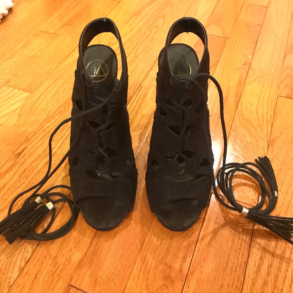 Missguided Lace Up Black Heels size 8