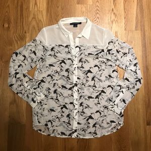 French Connection horse printed button-down blouse