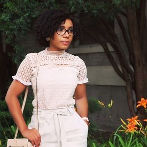 Zara Eyelet Rose Blouse