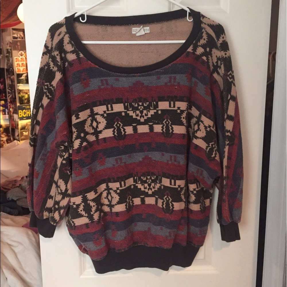 Quarter Sleeve Boho print Flowy Sweater