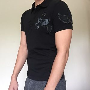 AX Black Polo with Patches