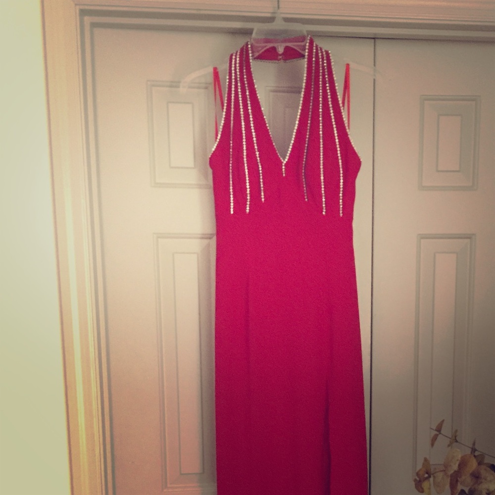 Red evening gown