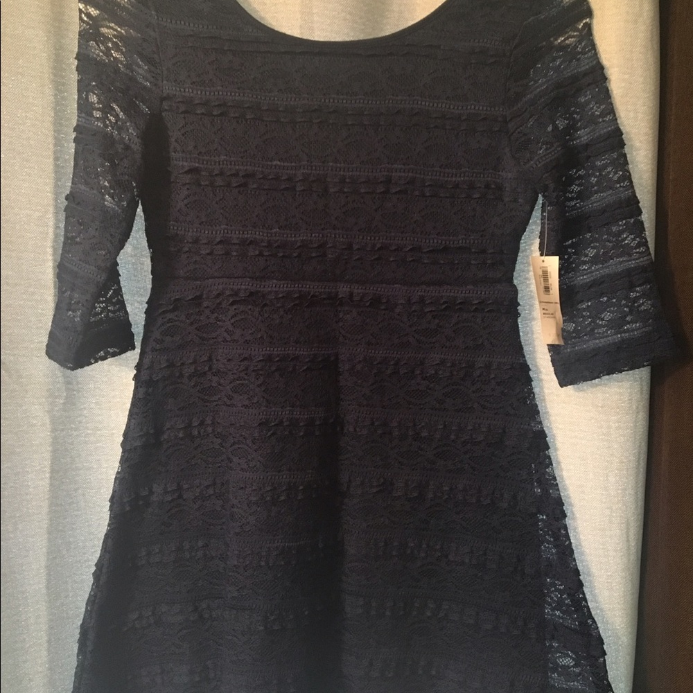 Girls navy blue lace dress