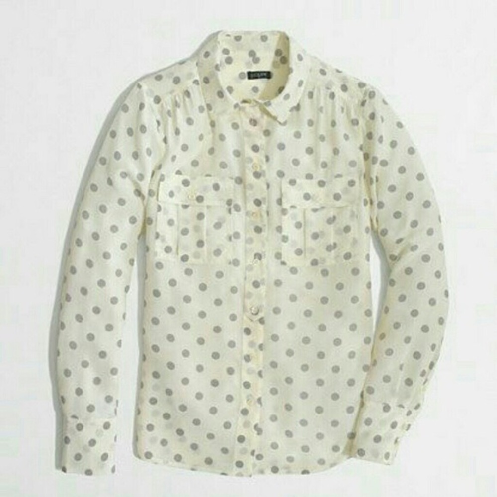 J Crew Factory Polka Dot Blythe Blouse