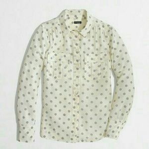 J Crew Factory Polka Dot Blythe Blouse