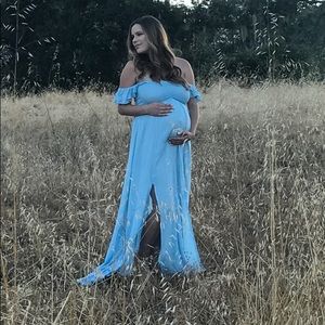 Light Blue Boho Maxi Dress