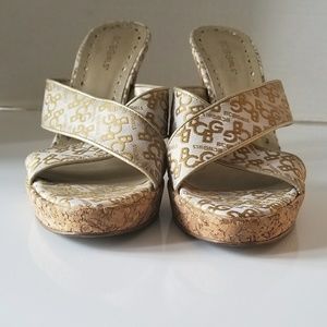 BCBGgirls Cork Heel and Sole slides