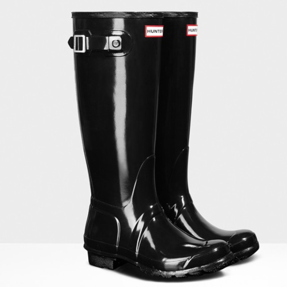 HUNTER- Black Gloss Rain Boots