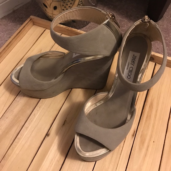 Jimmy Choo Grey suede wedge heels size 9 (size 39) - Picture 3 of 7