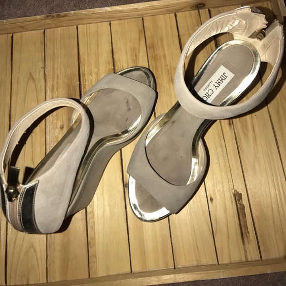 Jimmy Choo Grey suede wedge heels size 9 (size 39) - Picture 6 of 7