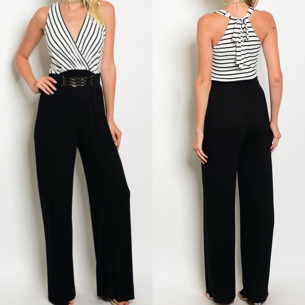 CCO SALE! Black and White Pantsuit - Picture 2 of 4