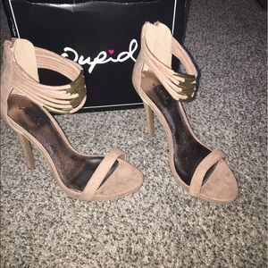 Taupe suede high heels