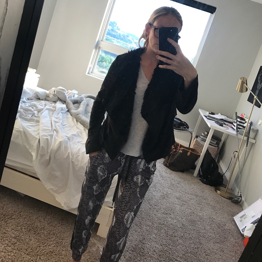 Faux Suede Fur-Lined Jacket