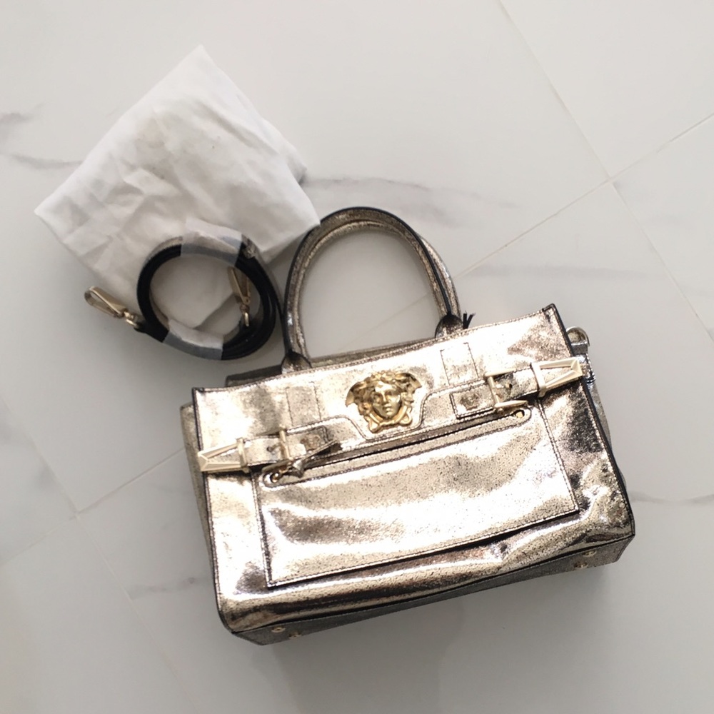 Foiled Gold Palazzo Bag with Shoulder Strap