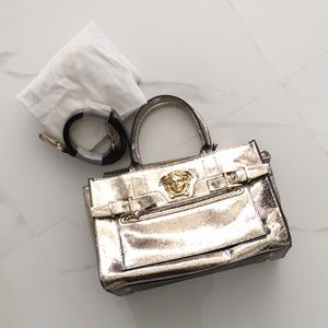 Foiled Gold Palazzo Bag with Shoulder Strap