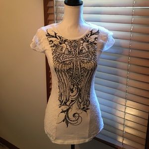 Rock in' Roll Rhinestone and Lace Biker Tshirt