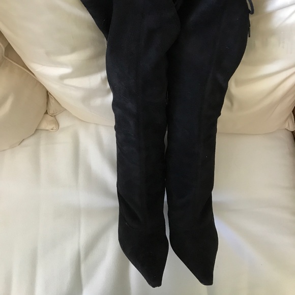 BCBG Lace Up Black Suede knee high boots - Picture 4 of 6