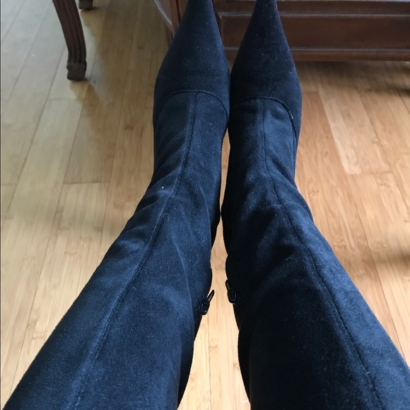 BCBG Lace Up Black Suede knee high boots - Picture 6 of 6