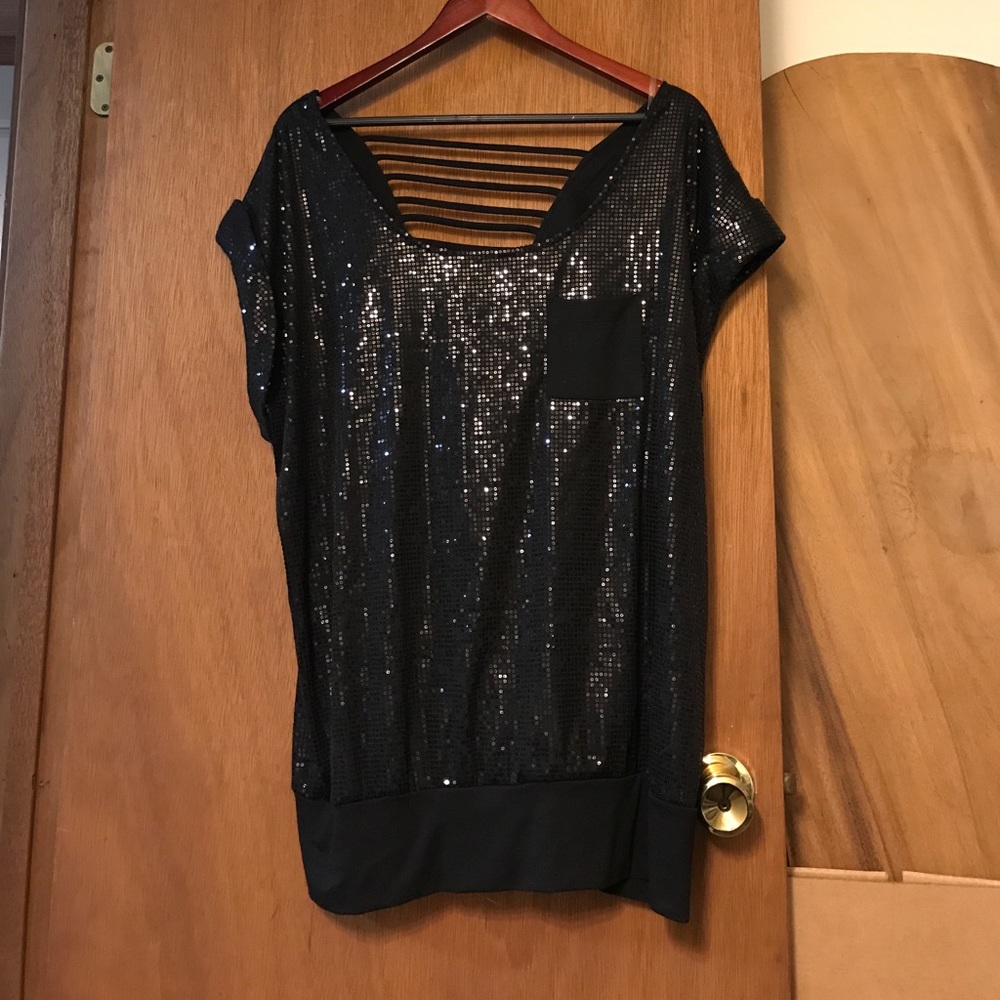 Sequined shirt sleeve tunic