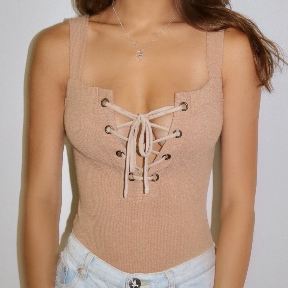 LF Nude Lace Up Bodysuit