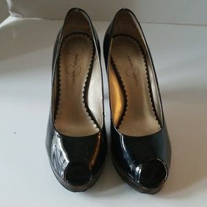 Patent Leather Open Toe Heels