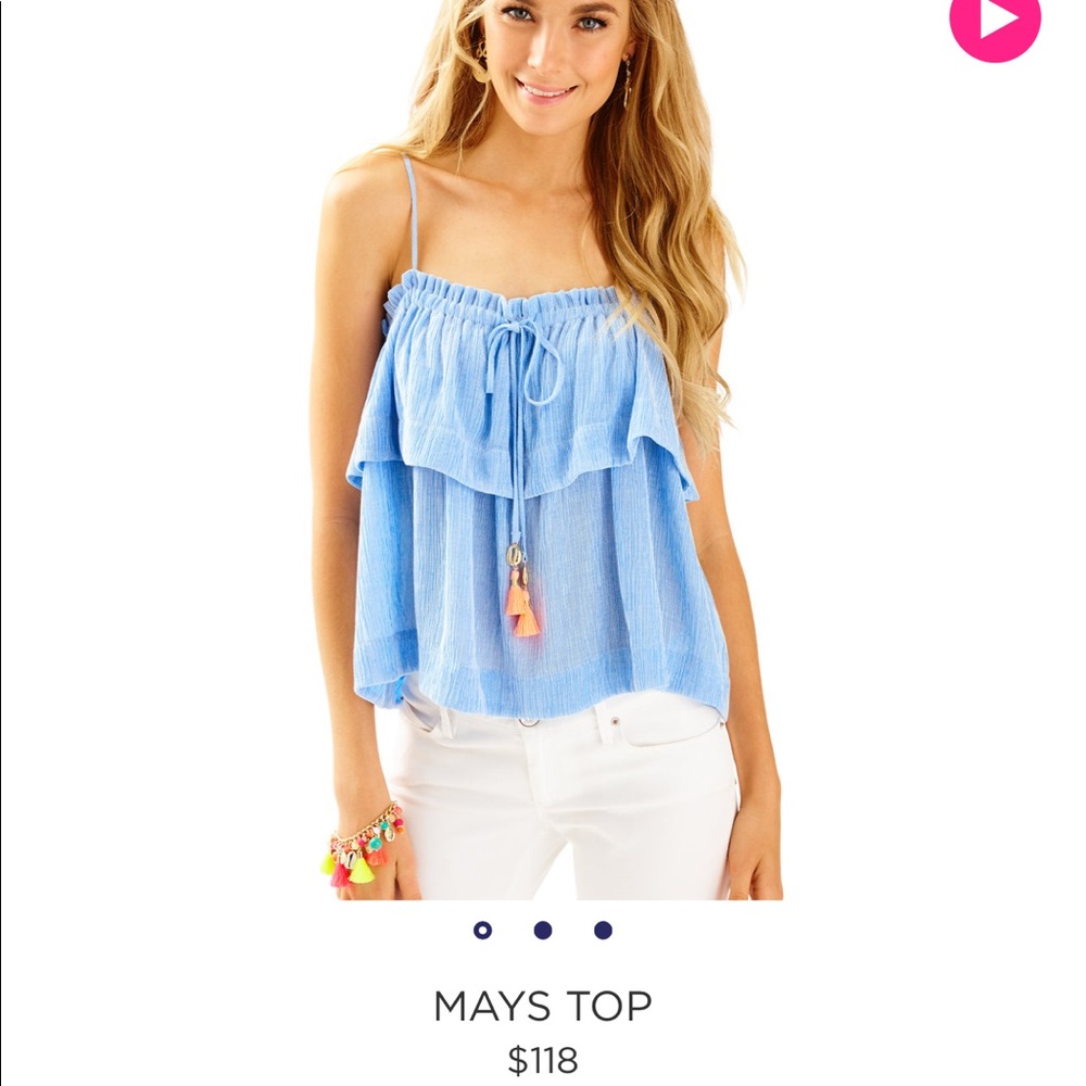 Lilly Pulitzer Mays Top blue seersucker