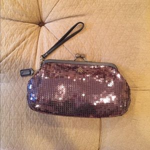 Authentic Coach sequined wristlet/clutch