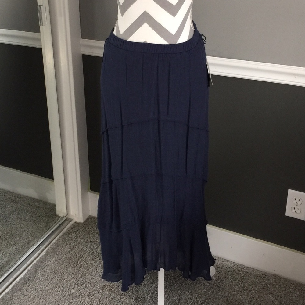 High low ruffle navy skirt